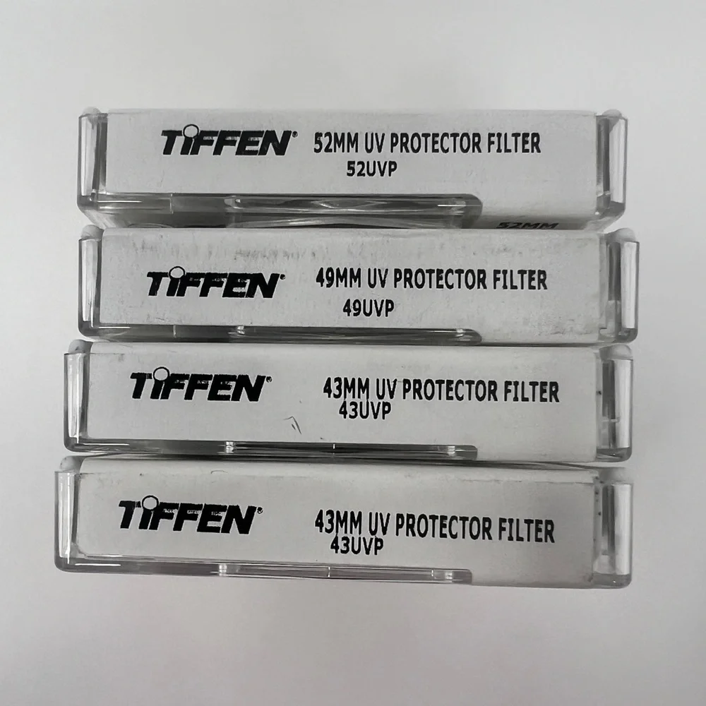 NWT Tiffen 43MM, 43MM, 49MM, 52MM UV Protector Filters Set of 4